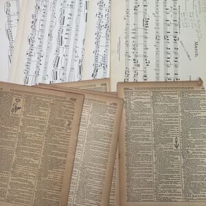 40+ Vintage Sheet Music Dictionary Pages for Scrapbooking Card Making Craft Lot